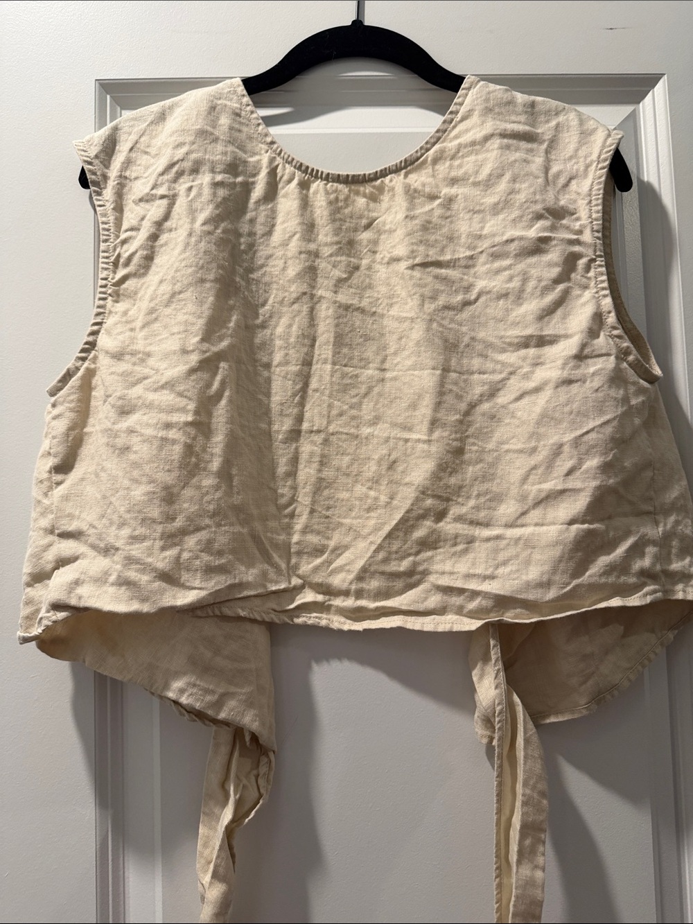 Whimsy + Row Natural Beige Tie-Back Linen Tank